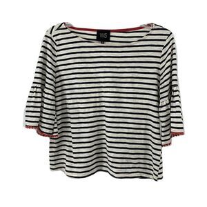 W5 Blue & White Striped Bell Sleeve Top Small